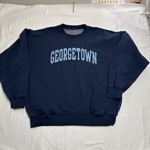 GEORGETOWN Sweatshirt XL John Galt University Fleece Navy Blue Oversized Pockets